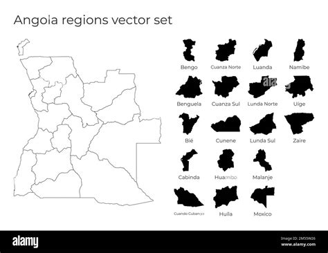 Mapa De Angola Con Formas De Regiones Mapa Vectorial En Blanco Del