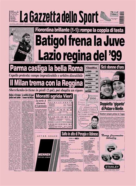 Prima Pagina De La Gazzetta Dello Sport Del Dicembre