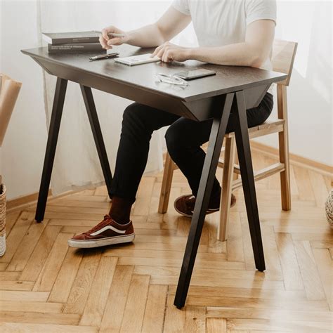 Wooden Office Desk, Solid Oak Desk With Drawers, Natural Solid Wood ...