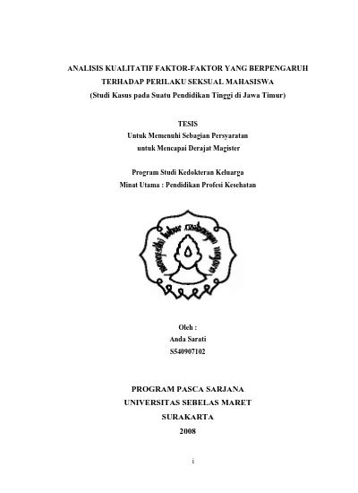 Analisis Kualitatif Faktor Faktor Yang Berpengaruh Terhadap Perilaku