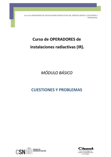 Curso De Operadores De Instalaciones Radiactivas Ir