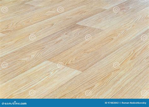 Linoleum Flooring With Embossed Light Wood Texture Close Up Horizontal