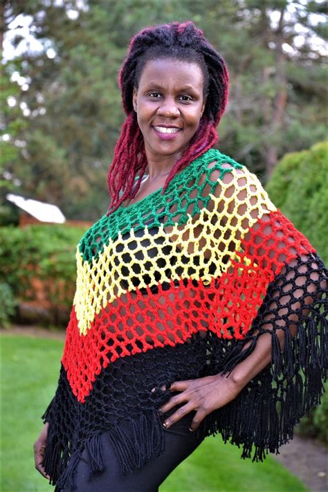 Rastafari Beach Cover Up Rasta Summer Poncho Crochet Rasta Etsy