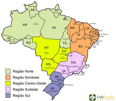 Regiões e Estados Brasileiros Geografia InfoEscola