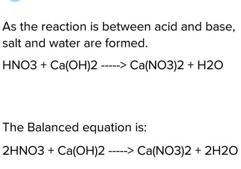 Nitric Acid Reacts With Calcium Carbonate Balanced Equation