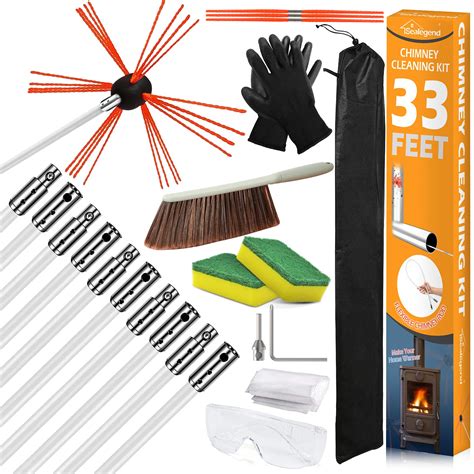 Snapklik.com : Sealegend 33 Feet Chimney Cleaning Kit Chimney Brush