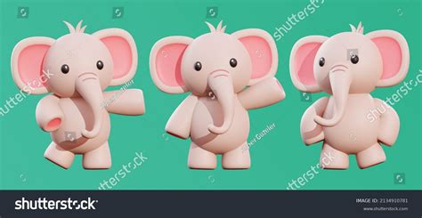 Baby Elephant Poses 3d Rendering Stock Illustration 2134910781 ...