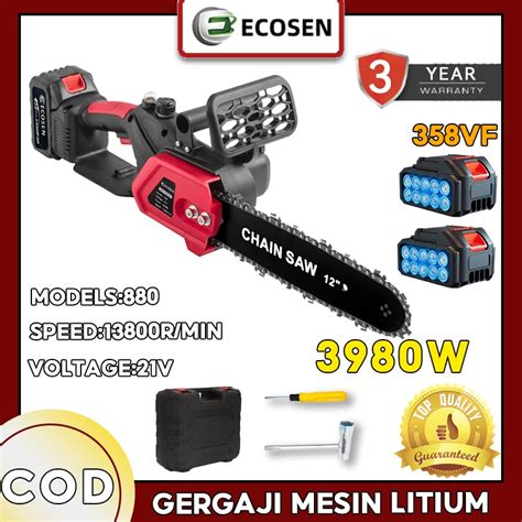 Jual ECOSEN Chainsaw Gergaji Mesin Mini 12 Inch Gergaji Rantai Elektrik