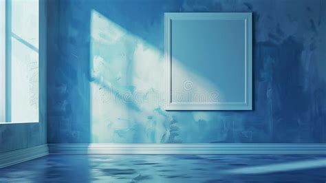 Empty Room With White Picture Frame And Sunlight Streaming Through