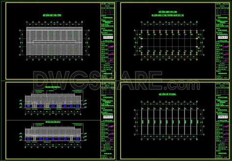 43autocad Drawing Of Factory Plan Elevation And Sections Details For