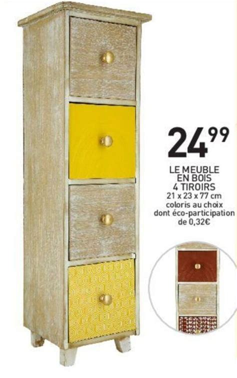 Promo Le Meuble En Bois Tiroirs Chez Stokomani