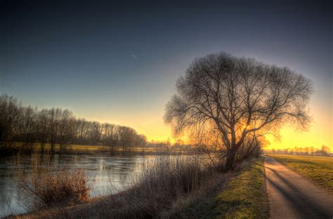 Wallpaper Sunlight Trees Landscape Sunset Night Lake Water