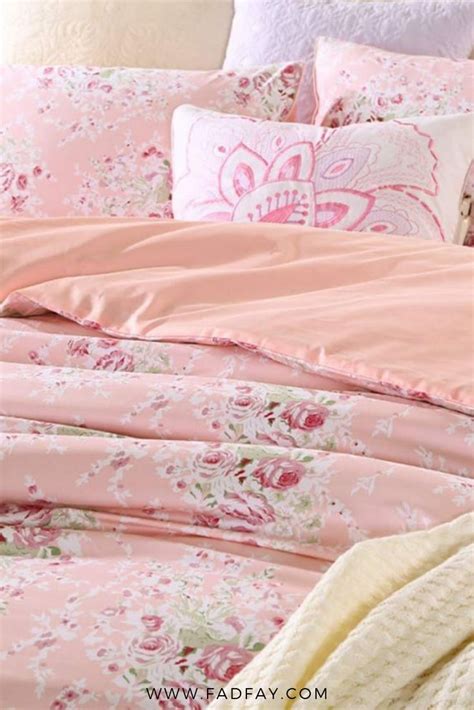 100 Egyptian Cotton 400 Tc Shabby Floral Pink Peony Bedding Set 3pc