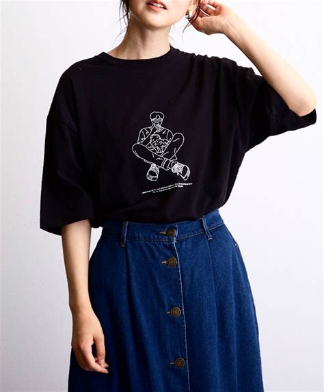 naked rust other poems 手描きイラストフロントプリント半袖 CN TEE Denim skirt Tees Printed shorts