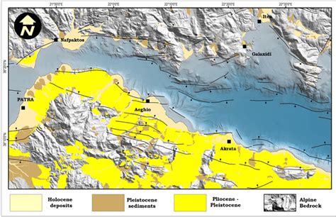 Simplified geological map of the Gulf of Corinth | Download Scientific ...