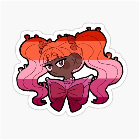 Cute Pink Mushroom Girl Chibi Lesbian Pride Flag Sticker By Sunkingsea Redbubble
