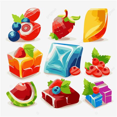 Fruit Snacks Vector, Sticker Clipart, Like Ice Cream And Fruit Cartoon ...