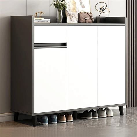 hygrad large wooden hallway shoe cabinet  doors multiple tier shoe