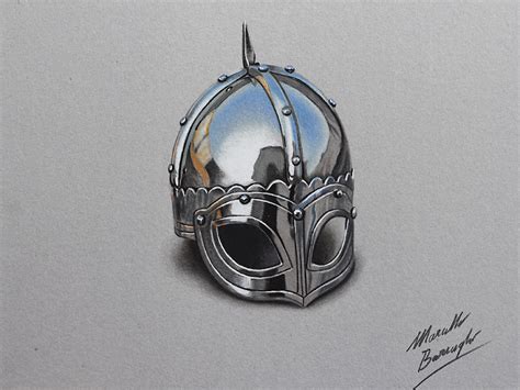 Viking helmet drawing - Marcello Barenghi