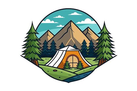 Premium Vector | A tent with a mountain in the background