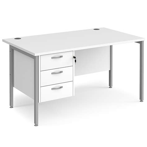 Moline 1400mm Computer Desk In White Black With 3 Drawers | FiF