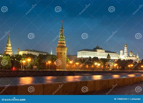 Moscow Kremlin At Night Stock Photo Image Of Cultures 74883244