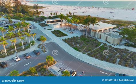 Parking Lot For Tourists Cars In Front Of Famous Siesta Key Beach With