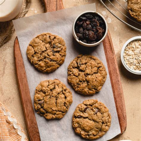 Thin And Crispy Vegan Oatmeal Raisin Cookies Ellie Likes Cooking