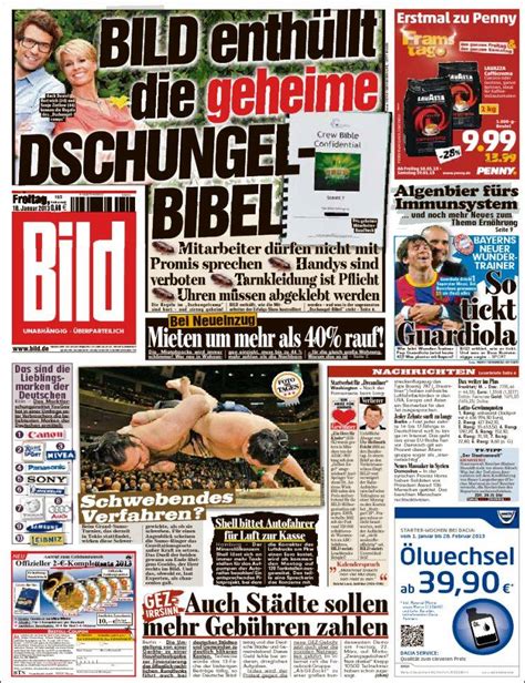 Newspaper Bild Germany Newspapers In Germany Friday S Edition