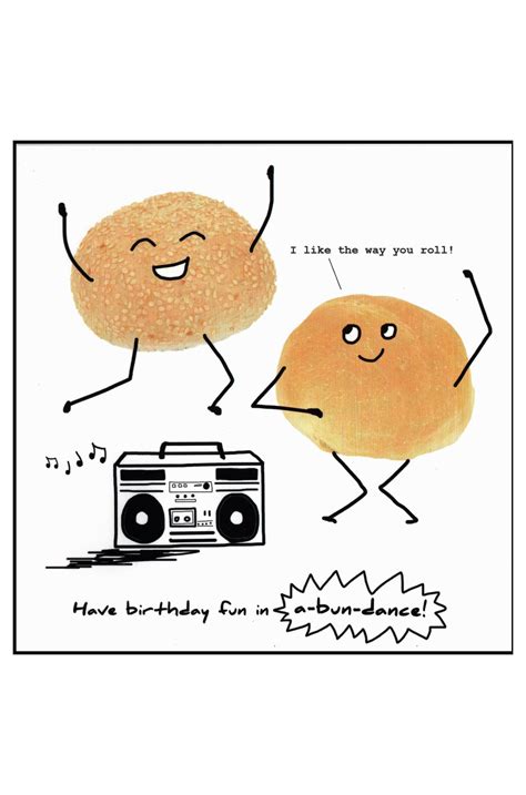 Funny General Birthday Greetings Card | Food Dance and Music Themes ...