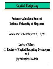 Lecture 2 Capital Budgeting Pdf Capital Budgeting Professor Allaudeen