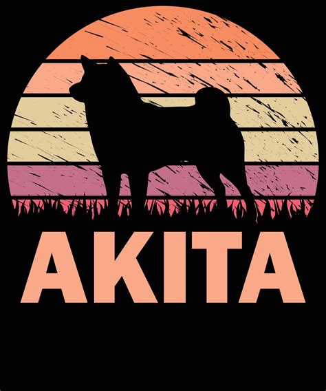 Akita Silhouette Vintage And Retro T Shirt Design 16583795 Vector Art