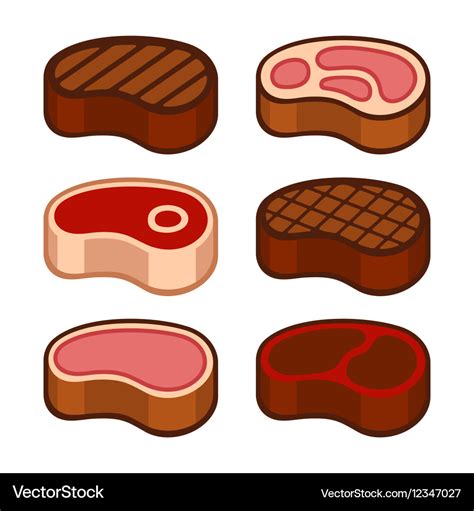 Steak Icons Set Royalty Free Vector Image Vectorstock