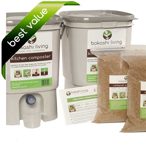 Bokashi Composting Starter Kit Bins Bran And Full Instructions