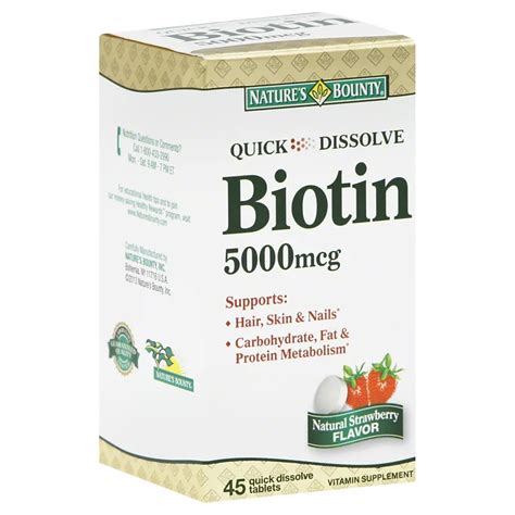 Nature S Bounty Biotin 5000 Mcg Quick Dissolve Tablets Shop Vitamins And Supplements At H E B