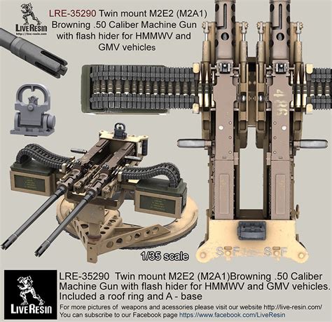 Twin mount M2E2 (M2A1) Browning .50 Caliber Machine Gun wit flash hider ...