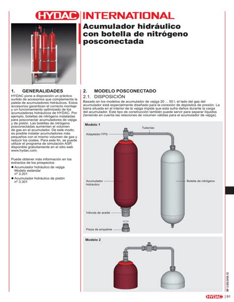 Acumulador hidráulico con botella de nitrógeno