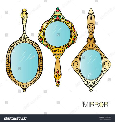 Set Three Gold Vintage Hand Mirror Stock Vector (Royalty Free) 377348038