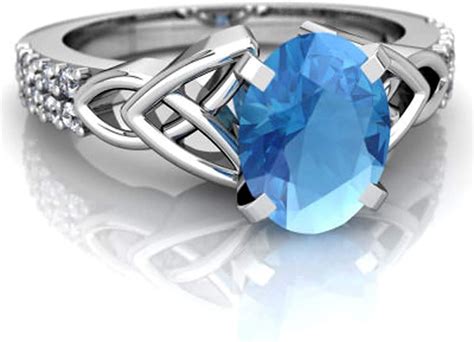 Silverstarking Celtic Knot Engagement Ring 1 15 CTW Oval Blue Topaz