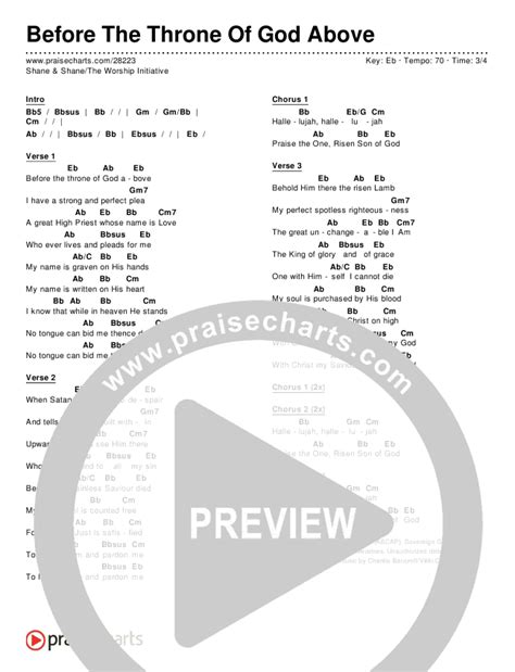 Before The Throne Of God Above Chords Pdf Shane And Shane The Worship Initiative Praisecharts