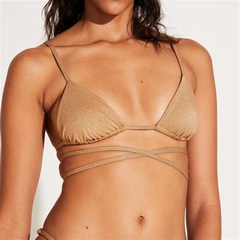 Vitamin A Swim Vitamin A Sol Strappy Wrap Bikini Top In Golden Glow