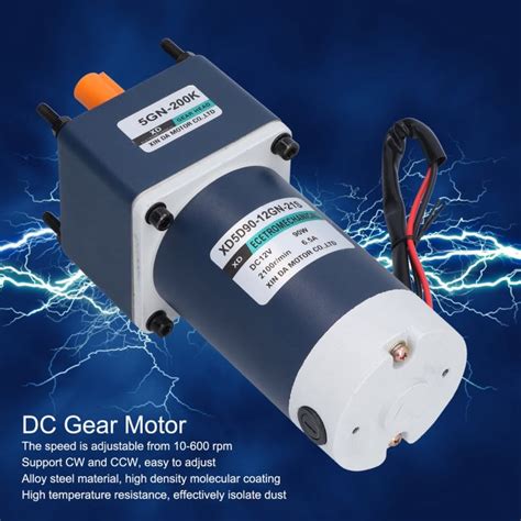 Dc 12v ลดมอเตอร์ Cw Ccw ปรับไมโครมอเตอร์พร้อมกล่องเกียร์ 10‑600rpm 90w