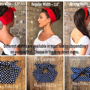 Small Polka Pin Dot Miranda Retro Hair Wrap Wide Self Tie Headband