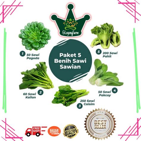 Jual Paket 5 Benih Sawi Sawian Sayuran Unggul Sawi Caisim Pakcoy