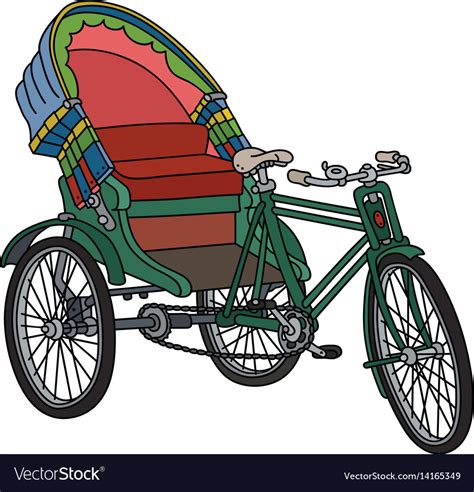 Old green cycle rickshaw Royalty Free Vector Image