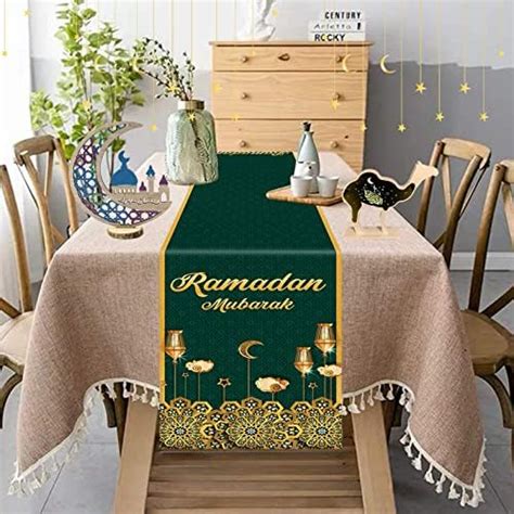 Ramadan Mubarak Table Runner Table Decorations Linen Ramadan Mosque