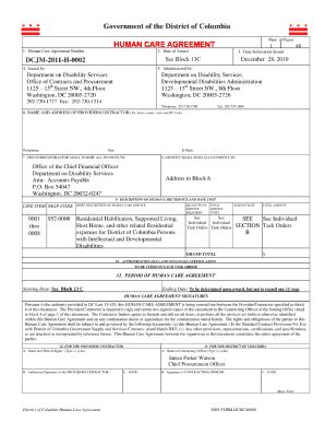 Fillable Online Dds Dc Dds Human Care Agreement Form Fax Email Print