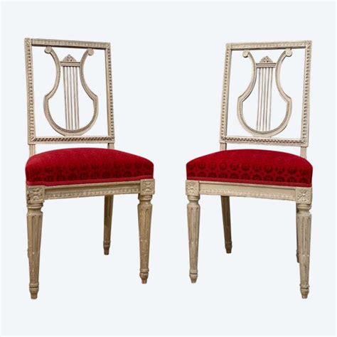 Paire De Chaises D Epoque Louis XVI En Bois Laq Antikeo