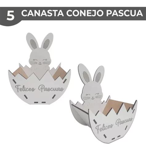 Canasta Conejo Porta Huevo Pascua Fibrofacil Blanco En Venta En