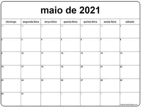 Maio De 2021 Calendario Grátis Em Português Calendario Maio